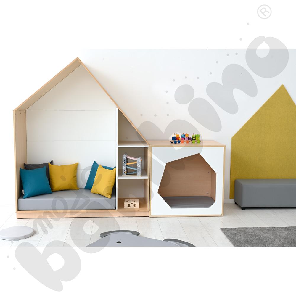 Quadro - szafka-domek z 2 półkami, skrzynia klonowa,biała