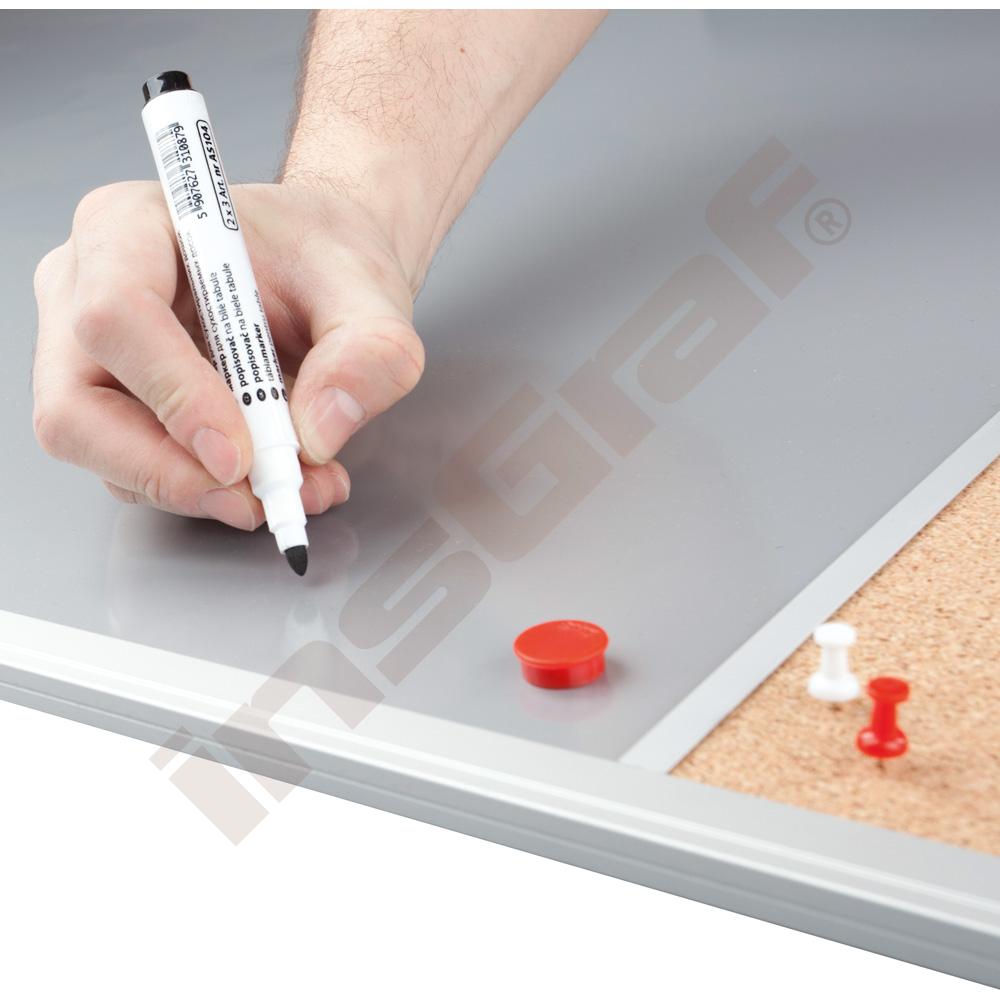 Tabuľa Combi 3-dielna, pre písanie fixkami – lakovaná a korková 120x90 