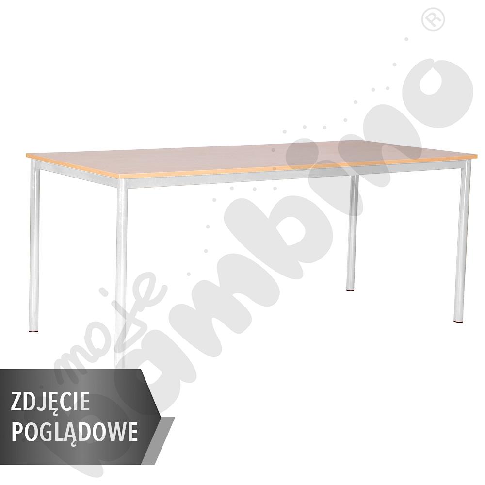 Stół Mila 180x80 rozm. 3, 8os., stelaż aluminium, blat biały, obrzeże ABS, narożniki proste