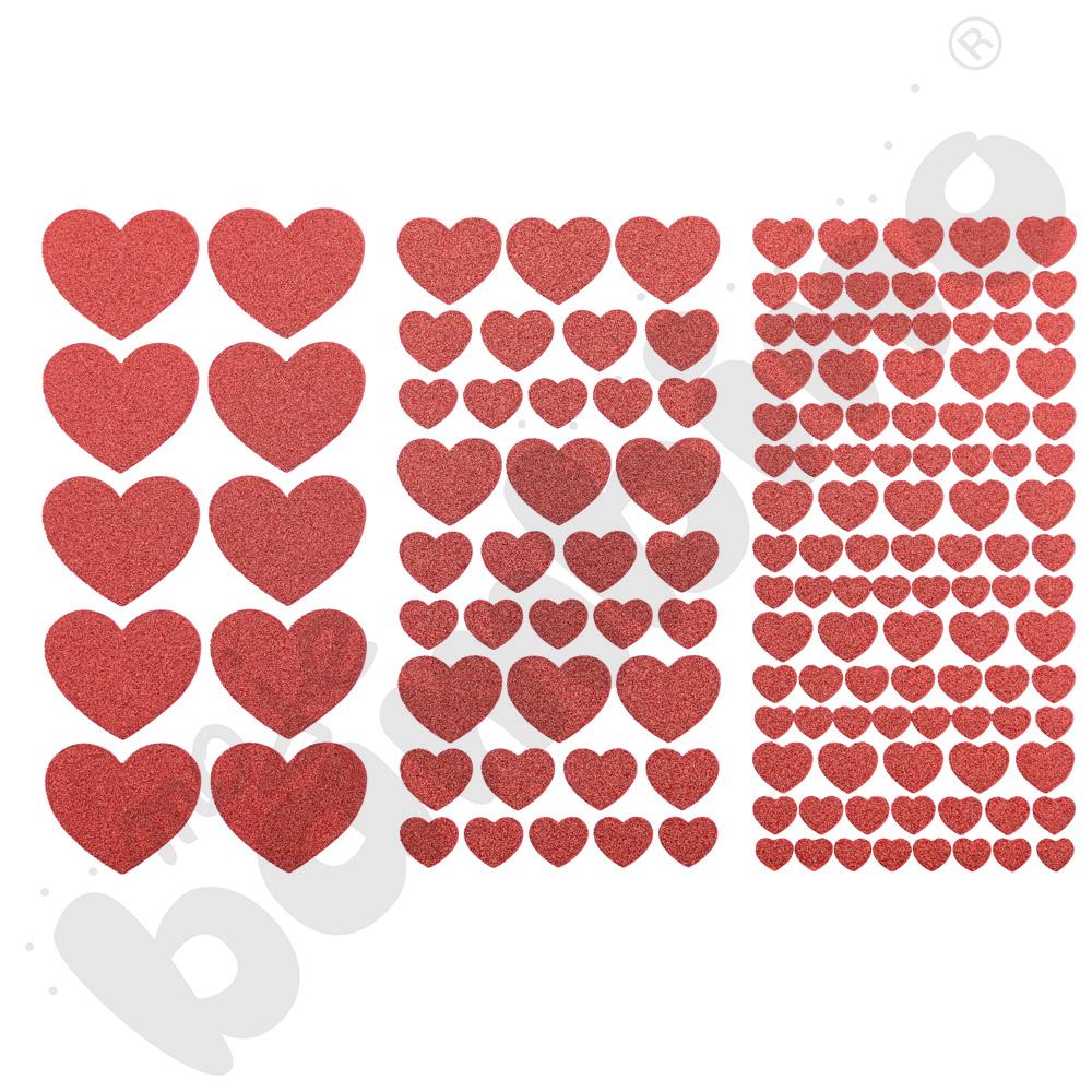 Naklejki brokatowe - serduszka, 146 szt.