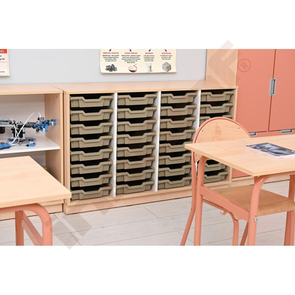 Quadro - skříňka M na plastové zásobníky - 4 sloupy, světlý javor