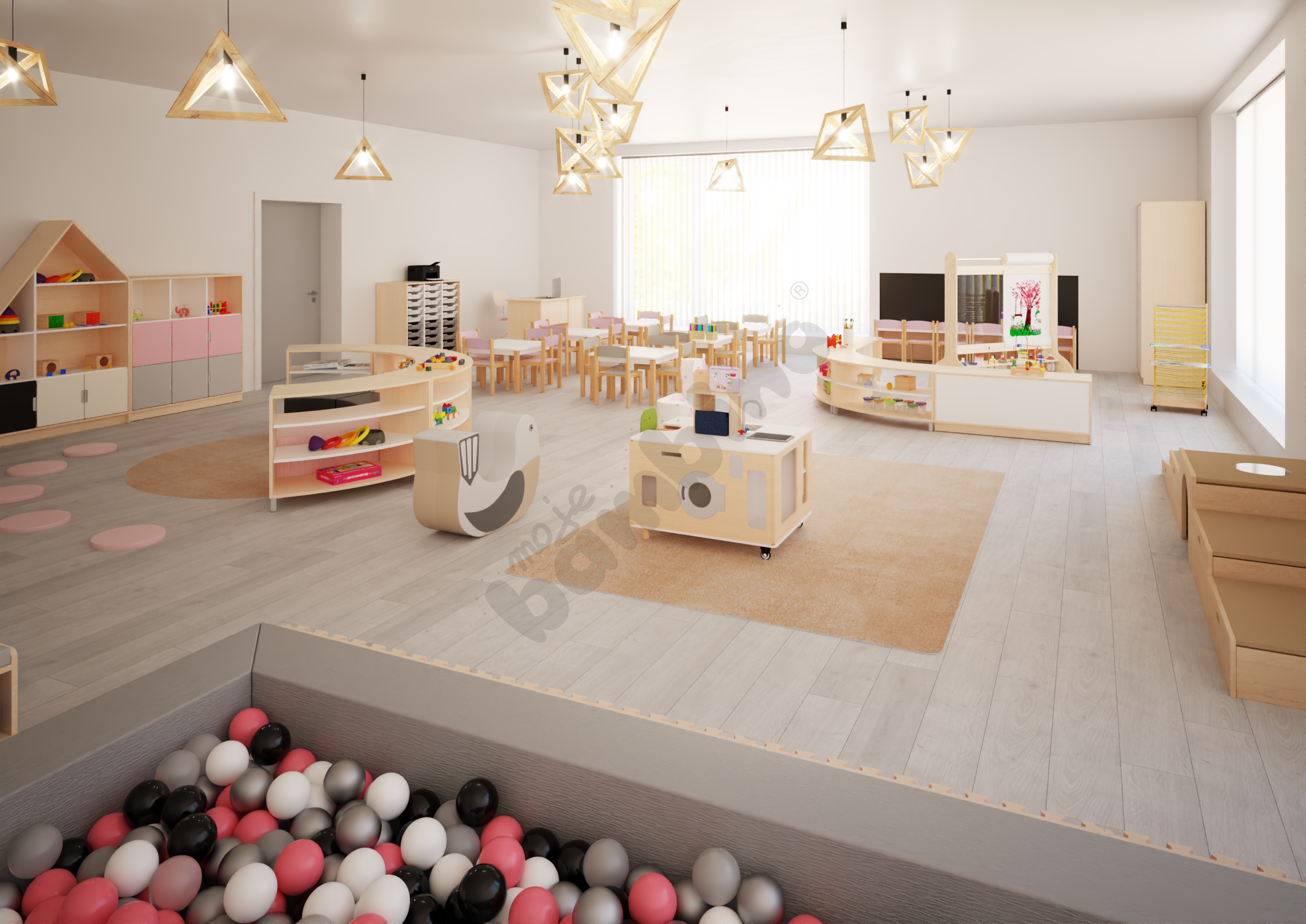 Sala przedszkolna Quadro w odcieniach różu