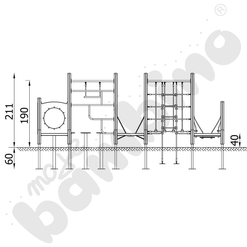 Zestaw sportowo-sprawnościowy, drewniane słupy