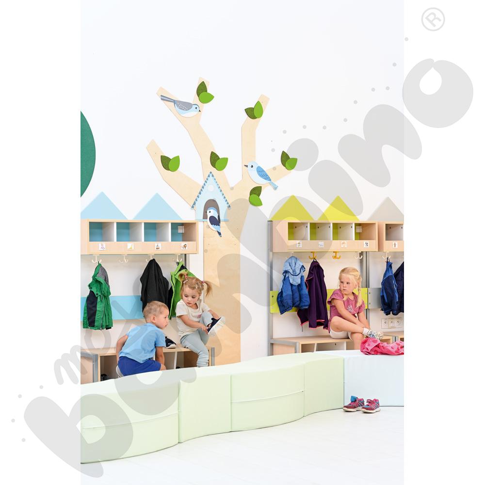 Szatnia Domek na stelażu 4 os., szer. 99 cm, limonkowa, skrzynia klon 