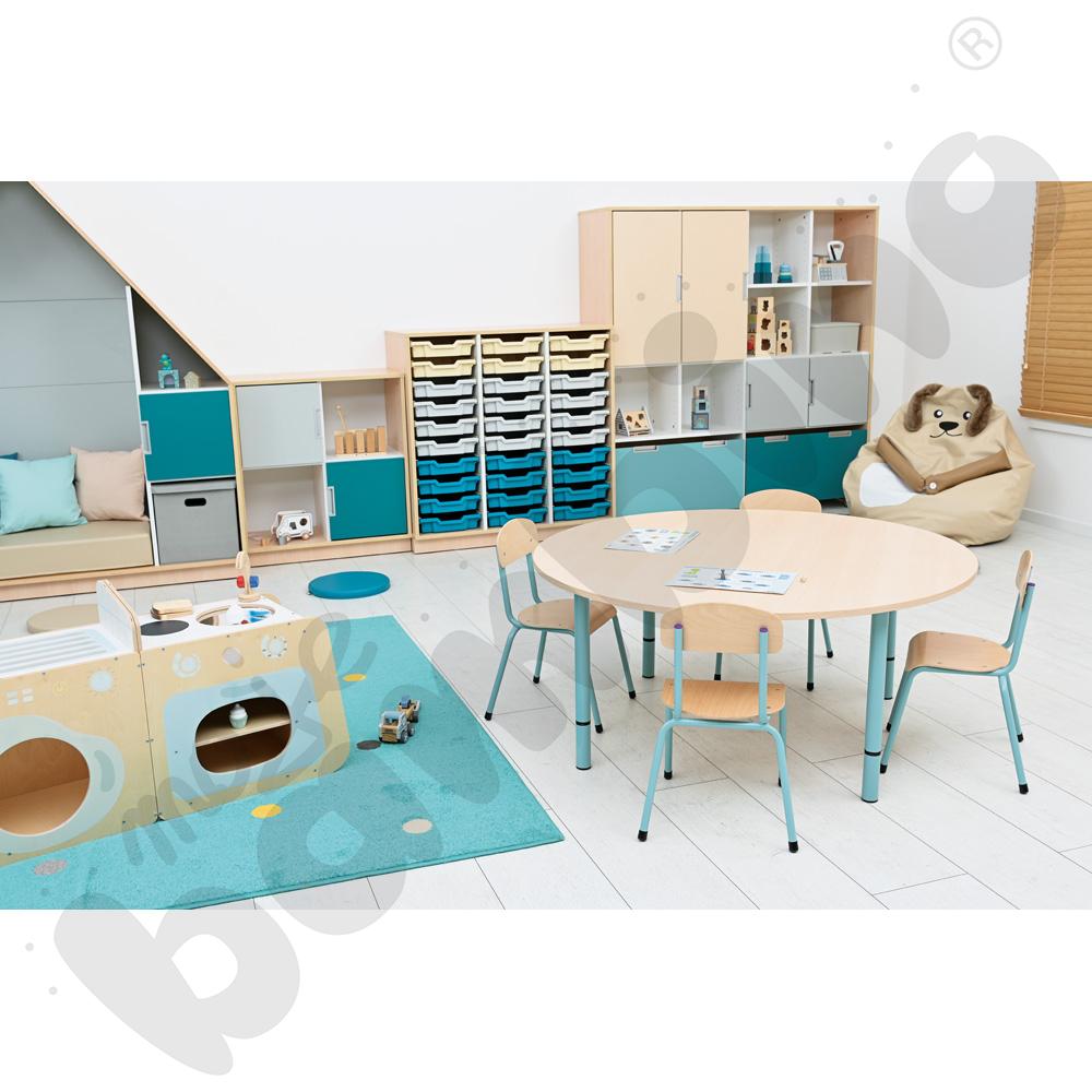 Blat Quadro biały okrągły, klon jasny obrzeże