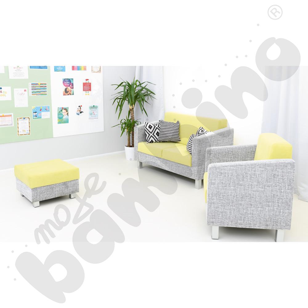 Pufa Relax kwadratowa szaro-zielona - kwadratowe nóżki