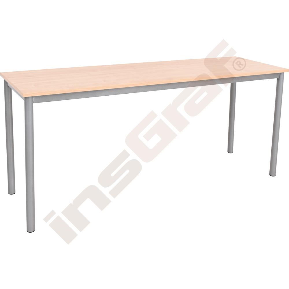 
MILA Tisch 160 x 50, TH 71 cm (Gr. 5), gerade Ecken - alufarben - Ahorn E
