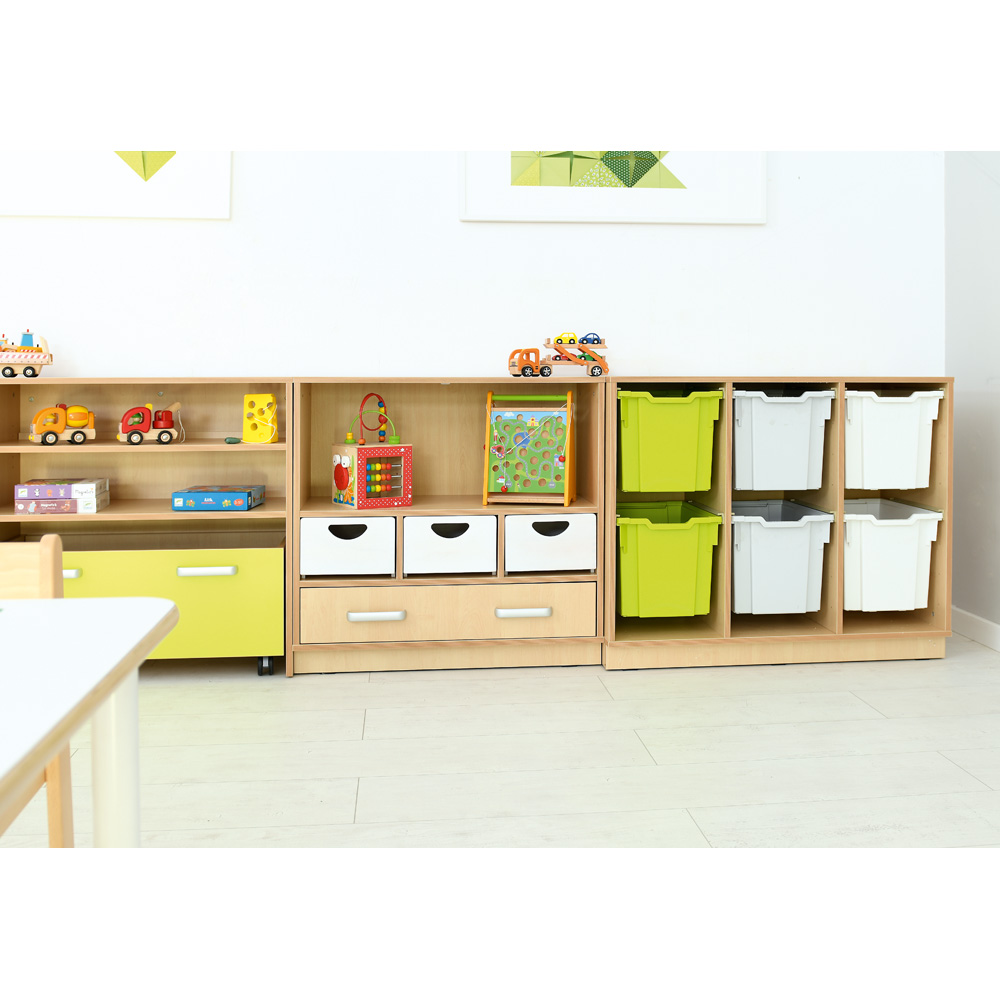 Skrinka Flexi D na plastové, úložné boxy na sokli - 3 priehradky 