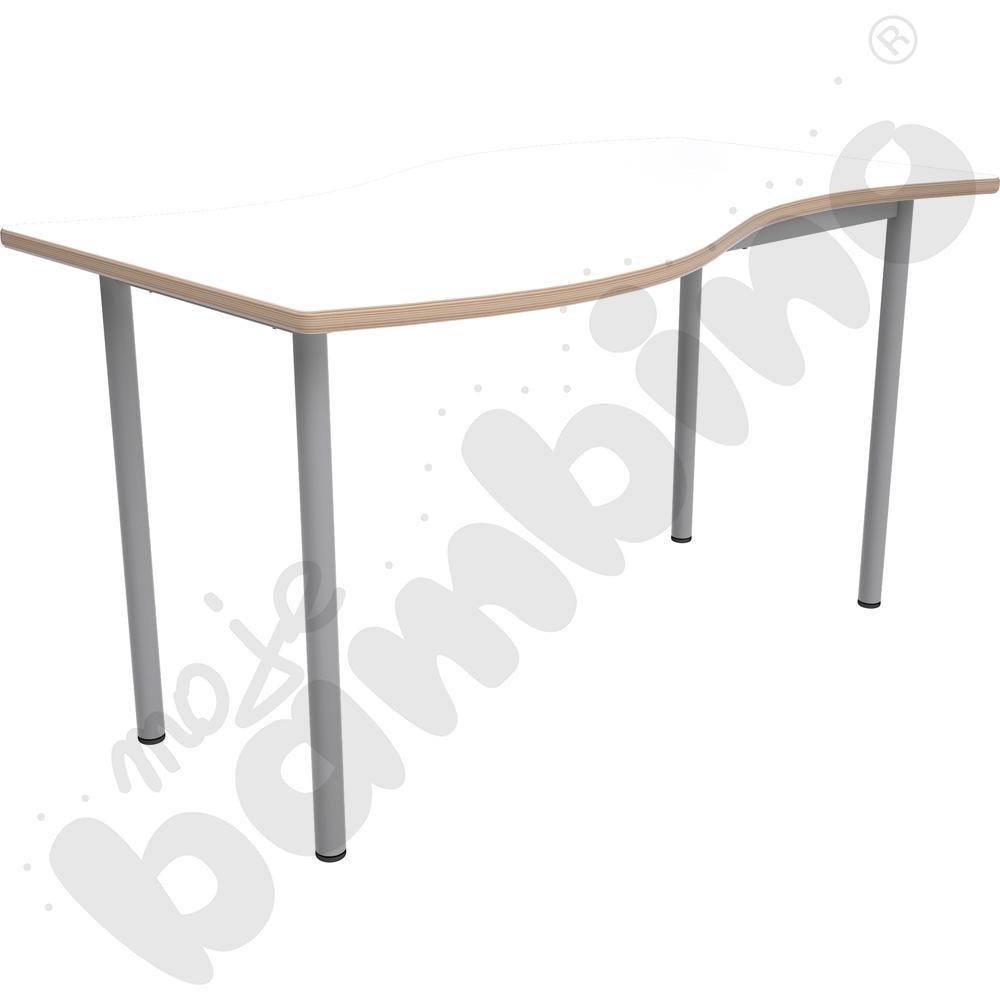 Stół Mila prostokąt falisty 140x72, blat HPL biały, narożniki zaokrąglone, rozm. 6