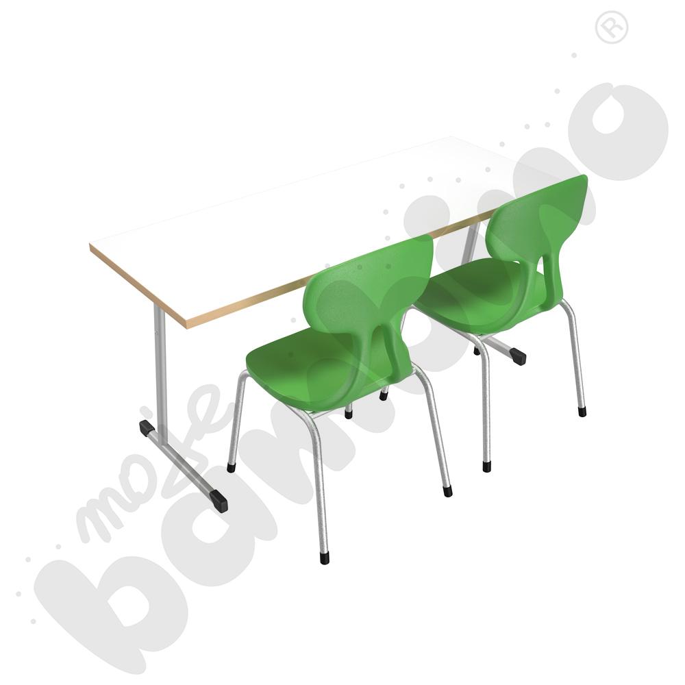 Stół T 2-os. biały z krzesłami Colores zielonymi, rozm. 4