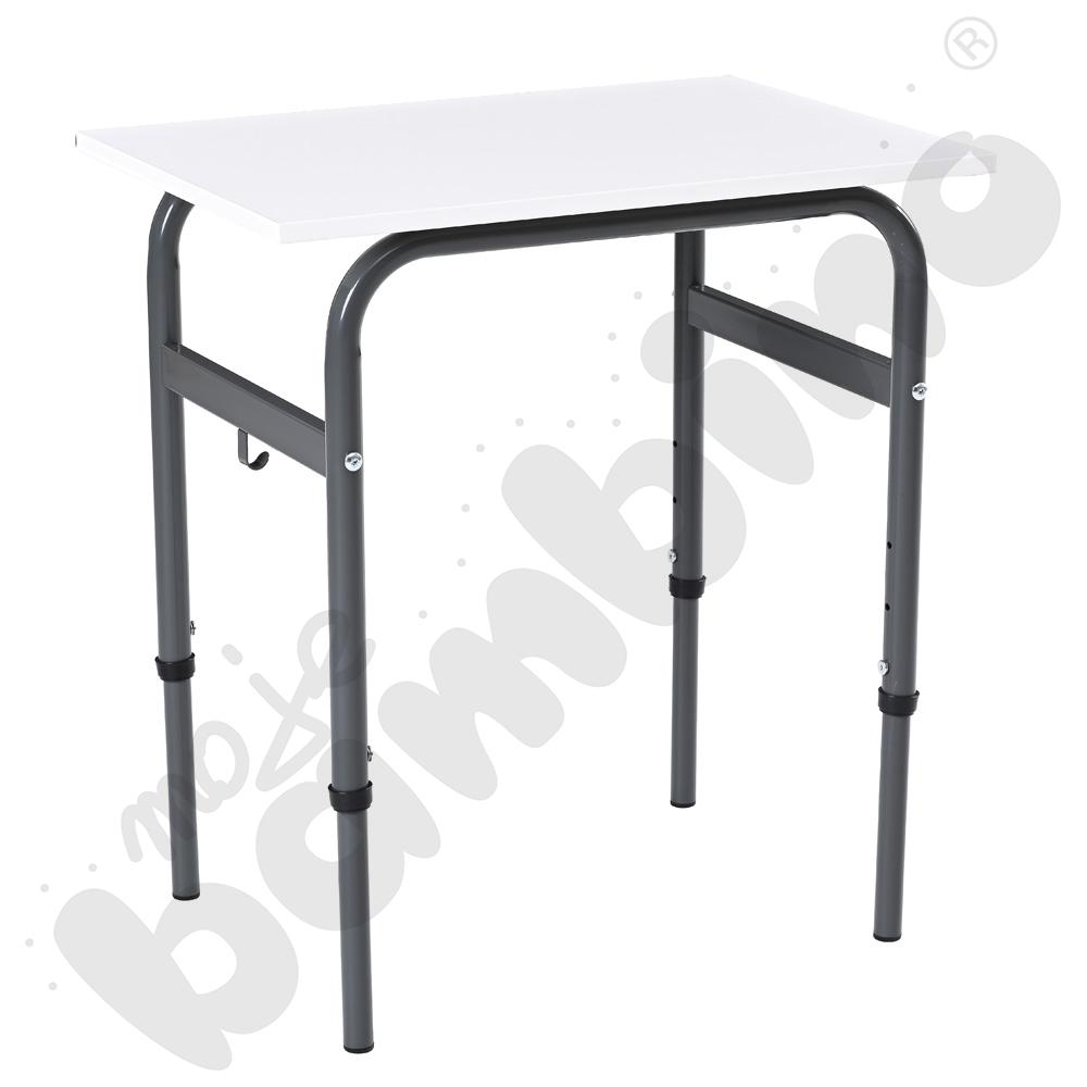 Stół Daniel 70x50 rozm. 4-6, 1-os., stelaż antracytowy, blat biały, obrzeże ABS, narożniki proste