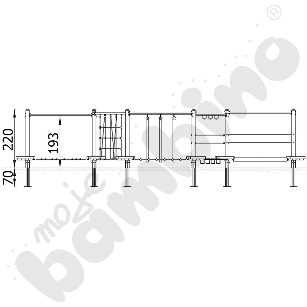 Zestaw Mini park linowy 3, drewniane słupy