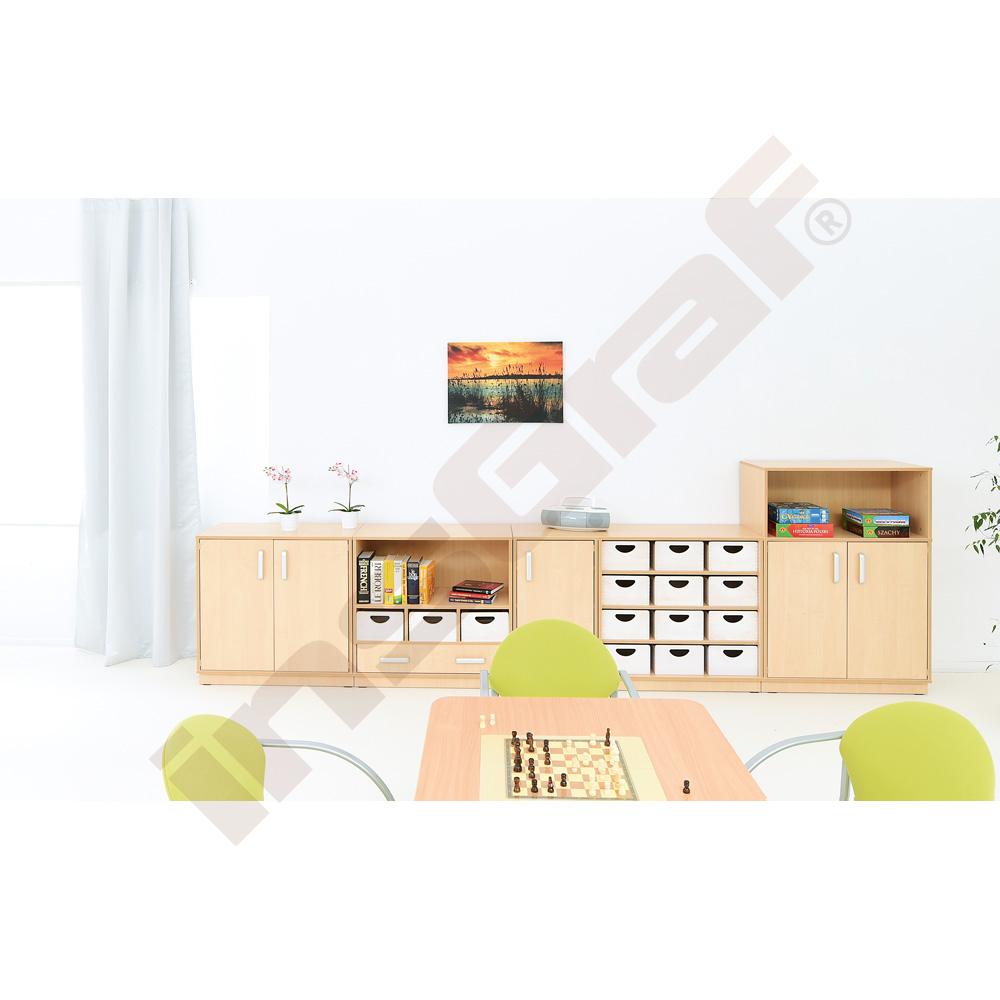 Zpevněný stůl Flexi čtverec 80 x 80 cm - buk - reg. výšky 58 - 76 cm - k židlím 38 - 46 cm 