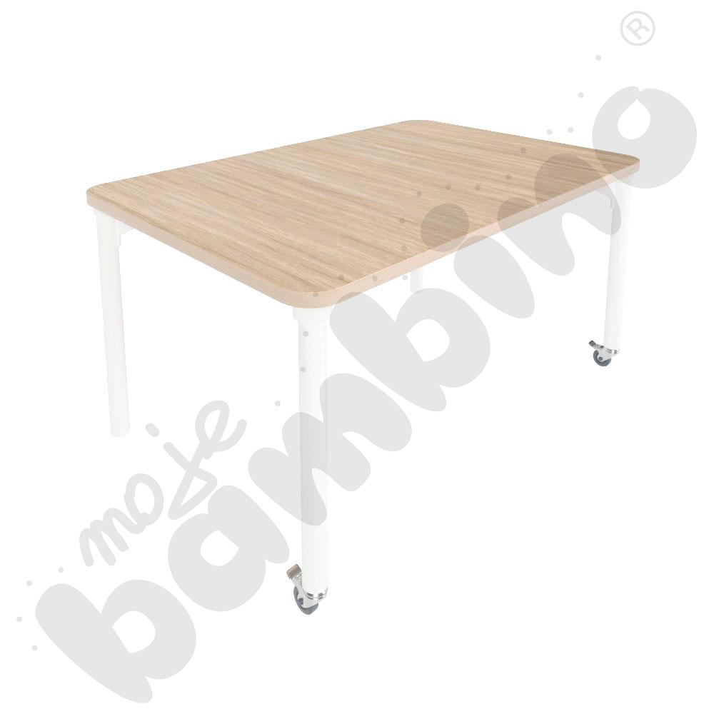 Stół Marcus 120 x 60 cm, rozm. 2, nogi drewniane białe z 2 kółkami, blat HPL klon, obrzeże ABS