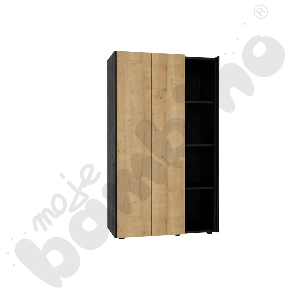 Szafa ubraniowa Viga M w czarnej skrzyni - dąb naturalny