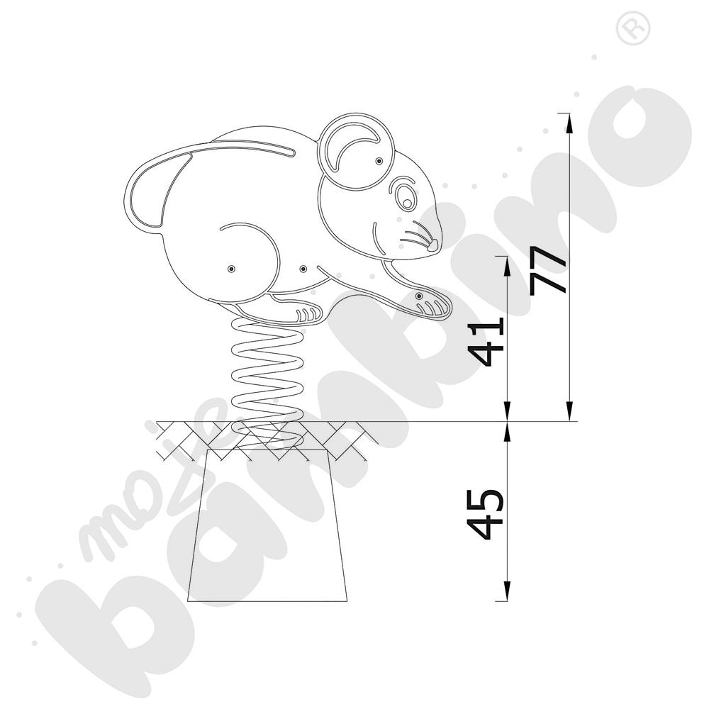 Sprężynowiec Myszka na podstawie betonowej