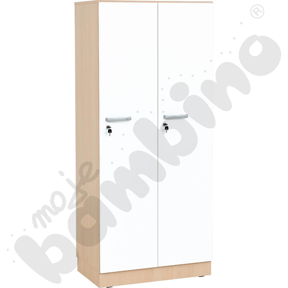 Szafa ubraniowa Grande niska 2 os., gł. 39,8 - skrzynia klon jasny i białe drzwi