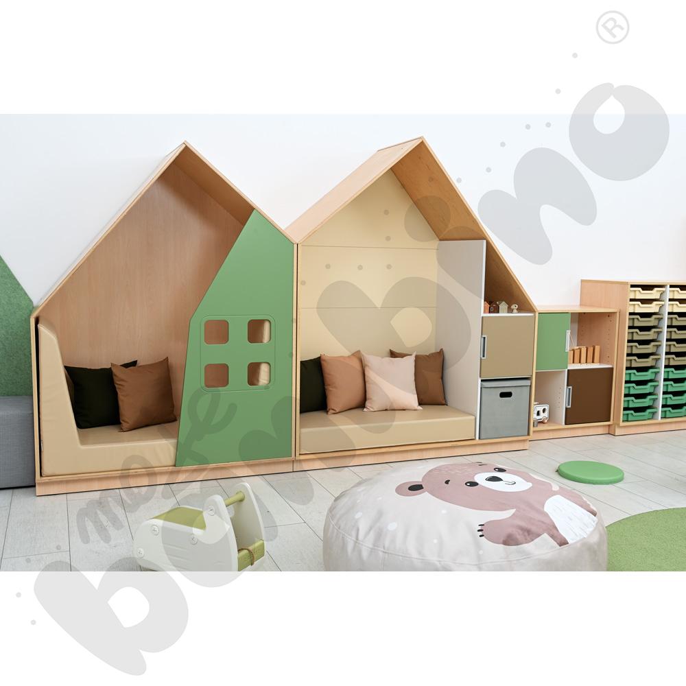 Quadro - szafka-domek - oliwkowa, skrzynia klon jasny