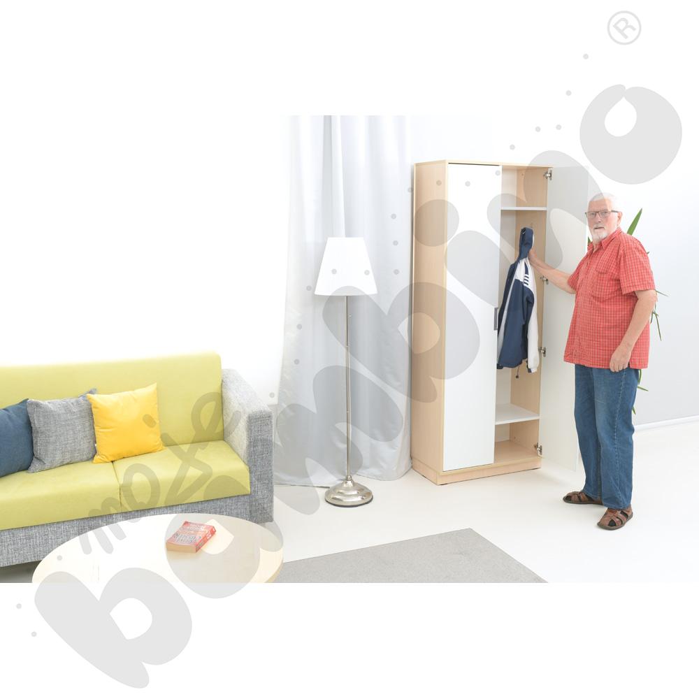 Quadro - szafa ubraniowa  - biała, w klonowej skrzyni