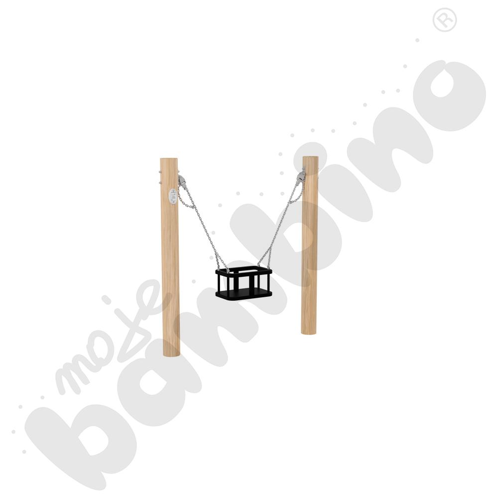 Huśtawka Robinio na słupach, zawiesie koszyk