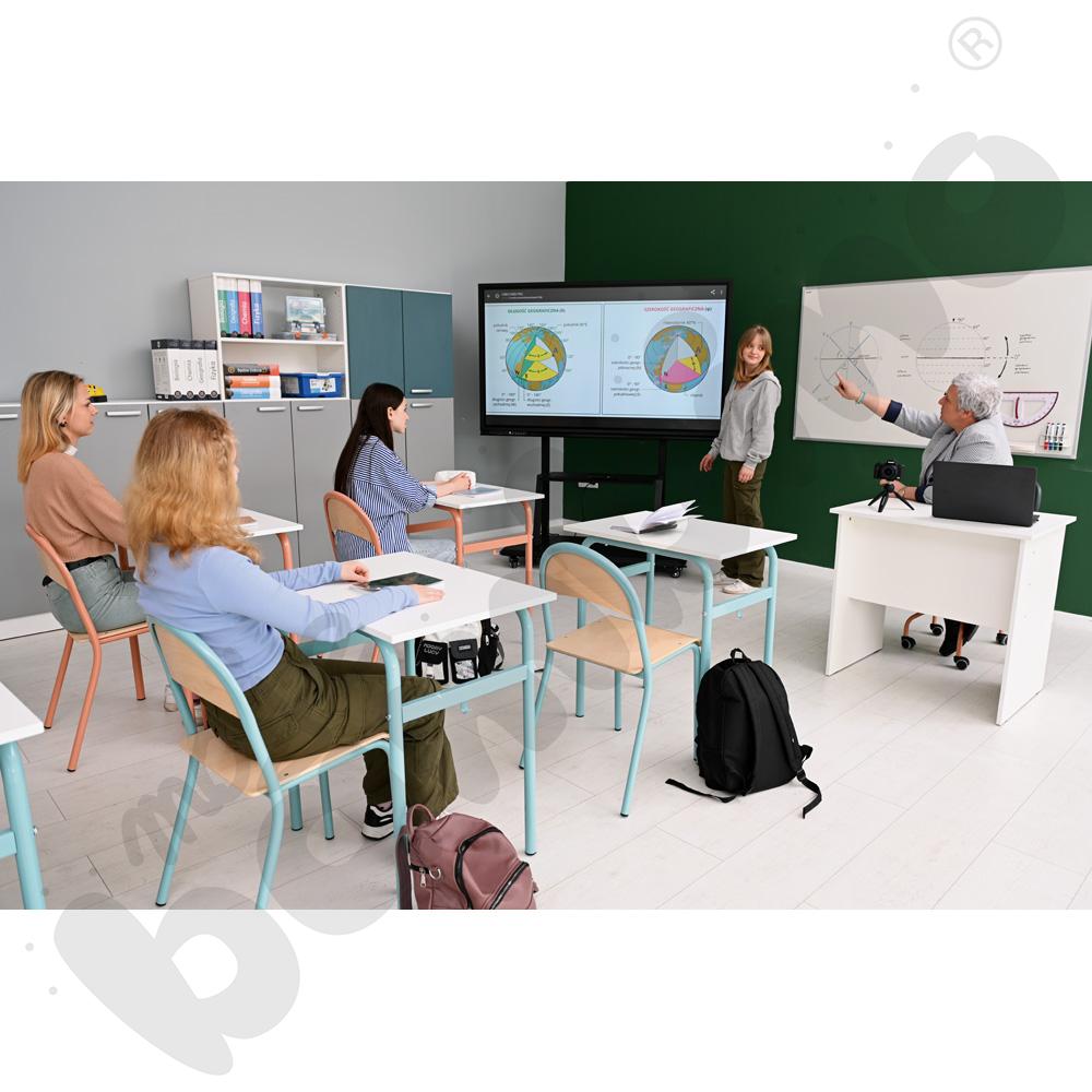 Stół Daniel 1-os. klon 375 z krzesłem P, rozm. 6, turkusowe