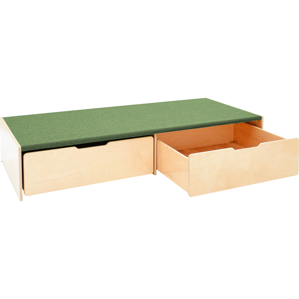 Pódium s úložným priestorom v predu, výška 30 cm - tmavozelené