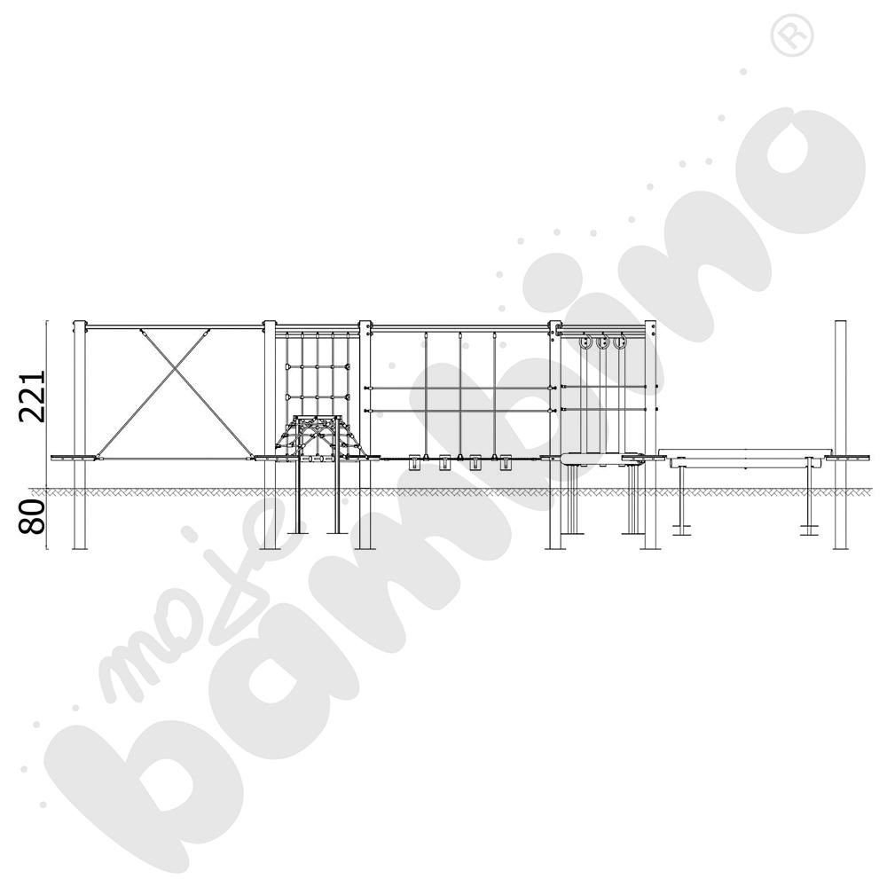 Zestaw Mini park linowy 2, metalowe słupy