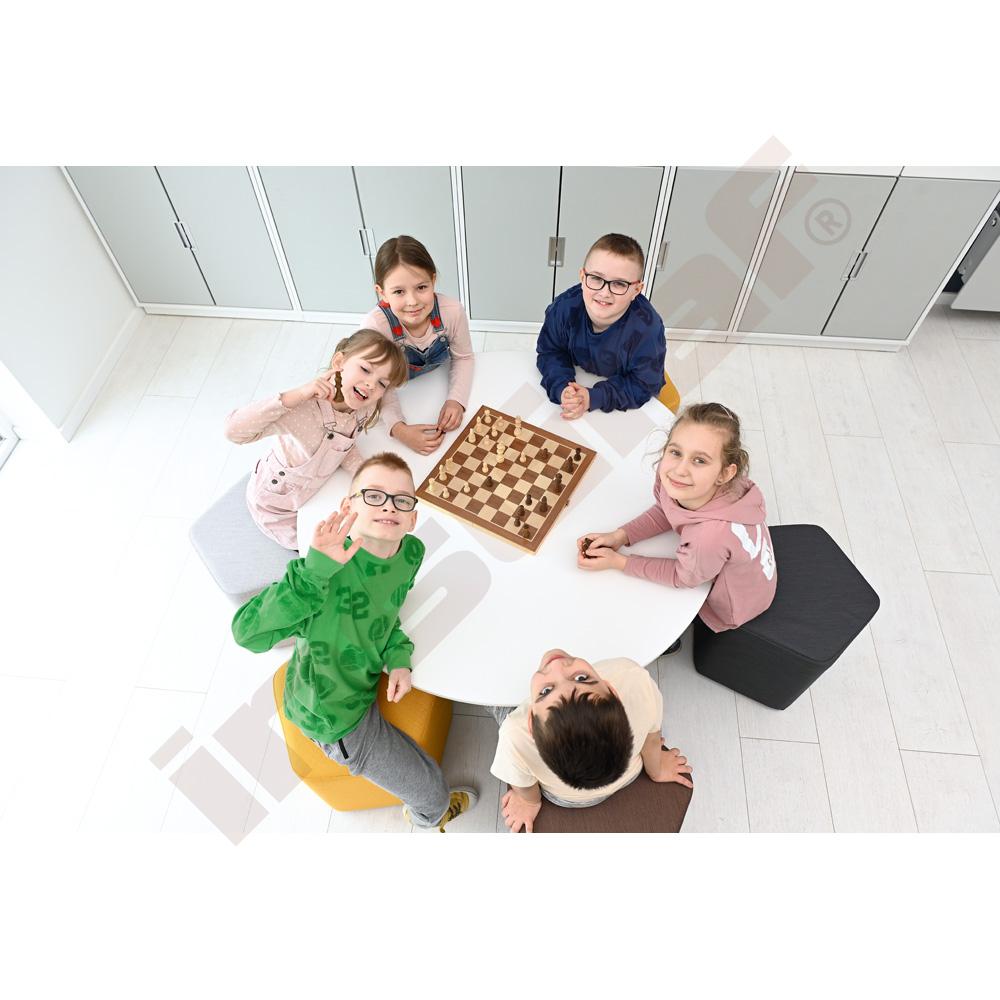 Stůl Mila kulatý 120 cm, vel. 3, deska bílá, konstrukce stříbrná