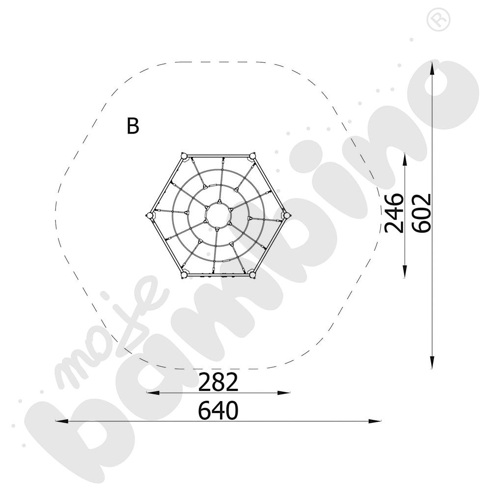 Sześciokąt Pajęczyna, metalowe słupy