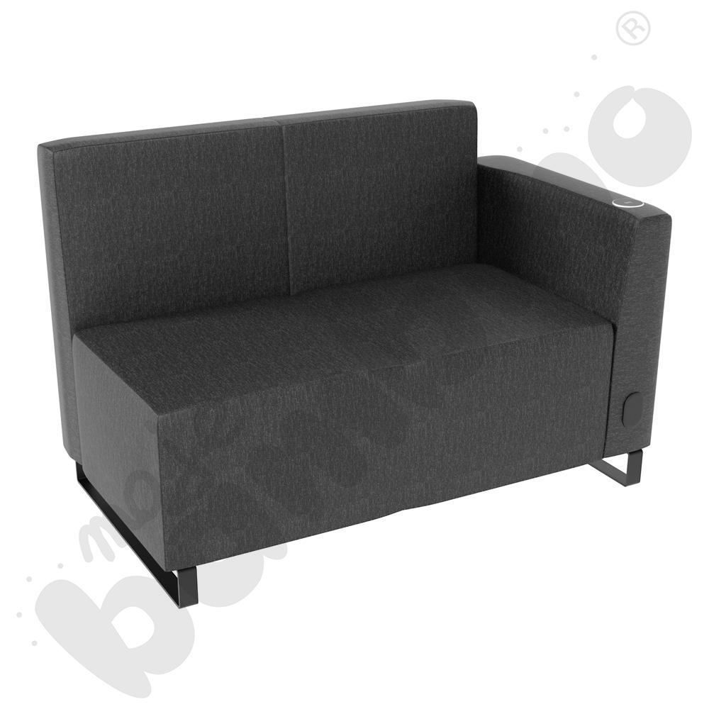 Sofa Universum 2-os. wys. 82 cm, bok niski prawy z gniazdkiem elektrycznym i indukcją, tkanina RO41