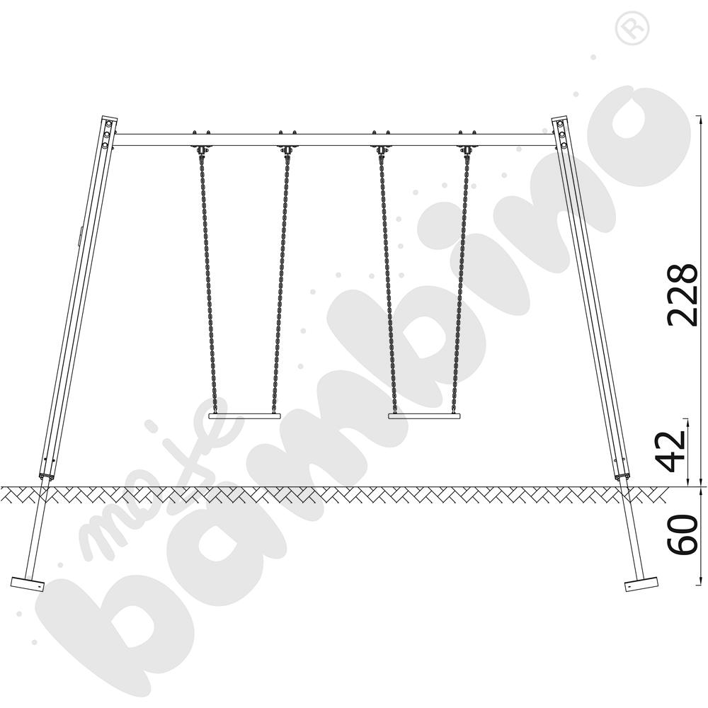 Huśtawka podwójna drewniana Triangulo/ bez zawiesi