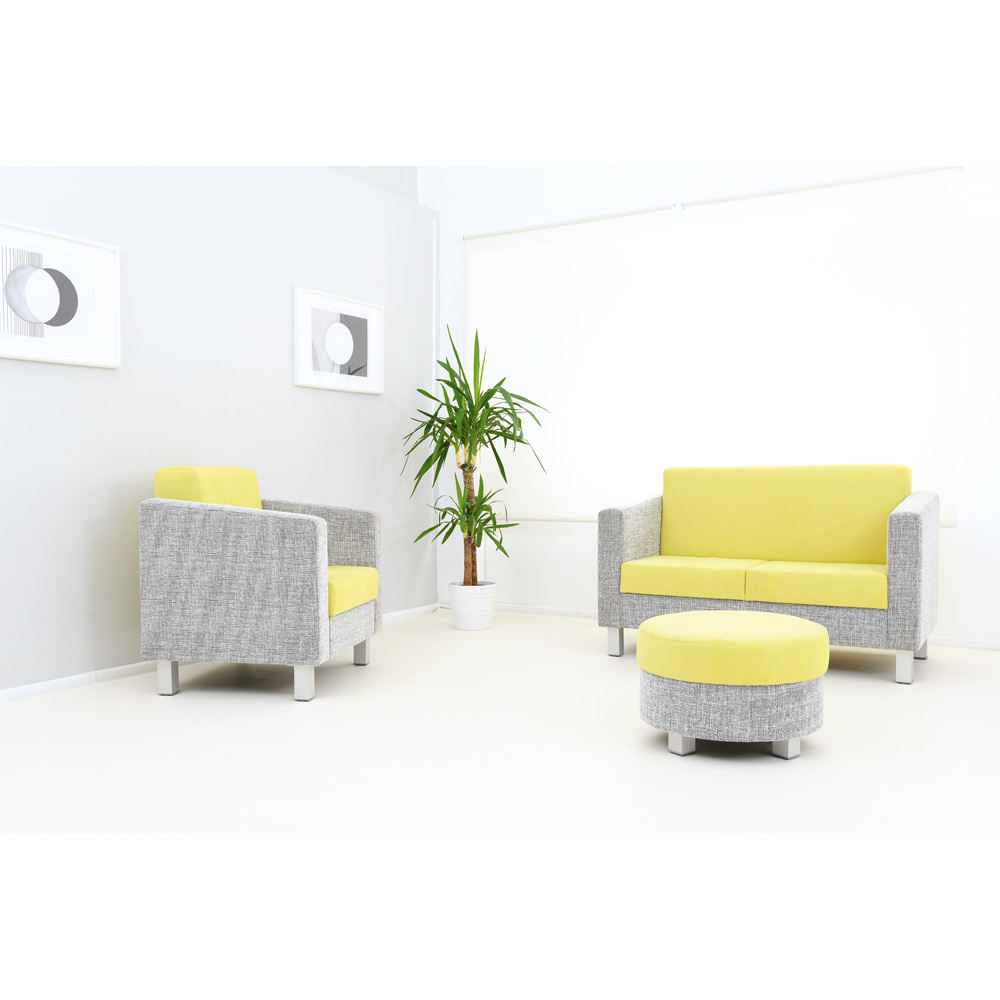 Taburetka Relax okrúhla šedo-zelená - hranaté nožičky
