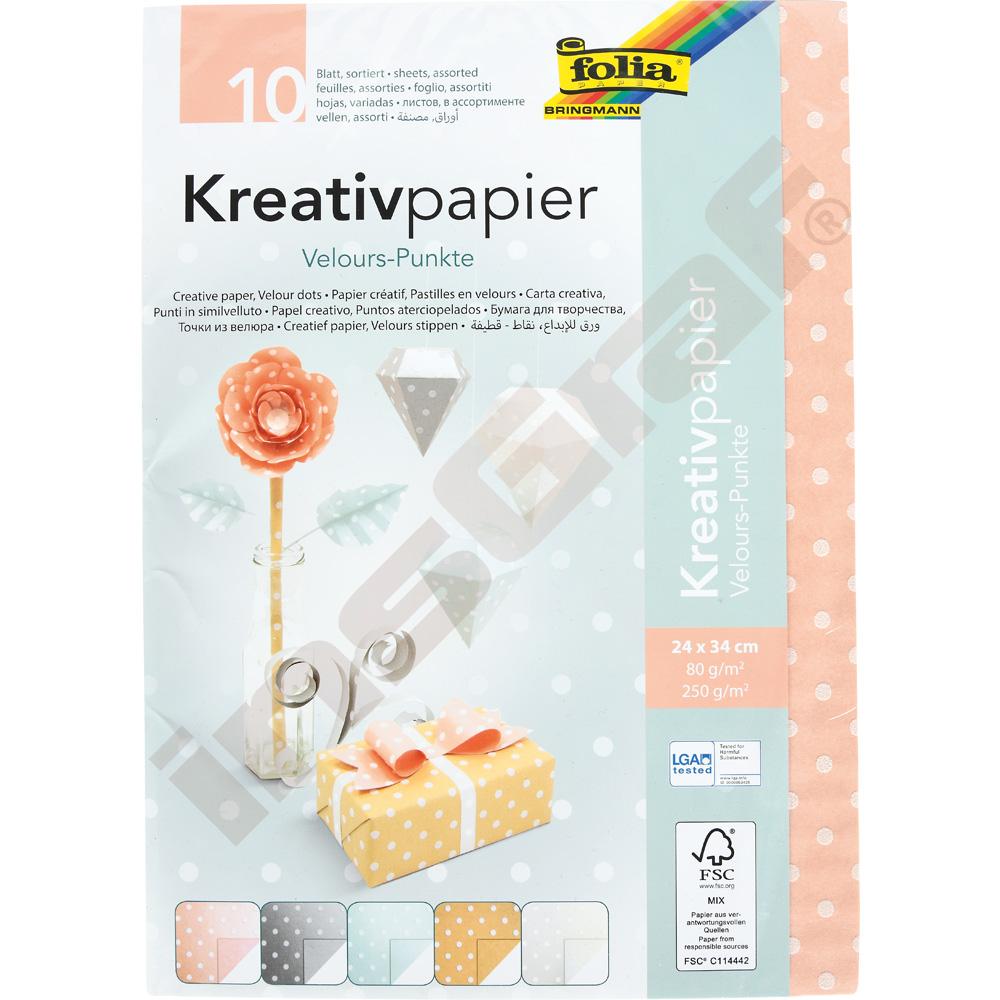 Kreativní papír puntíky, 10 ks 