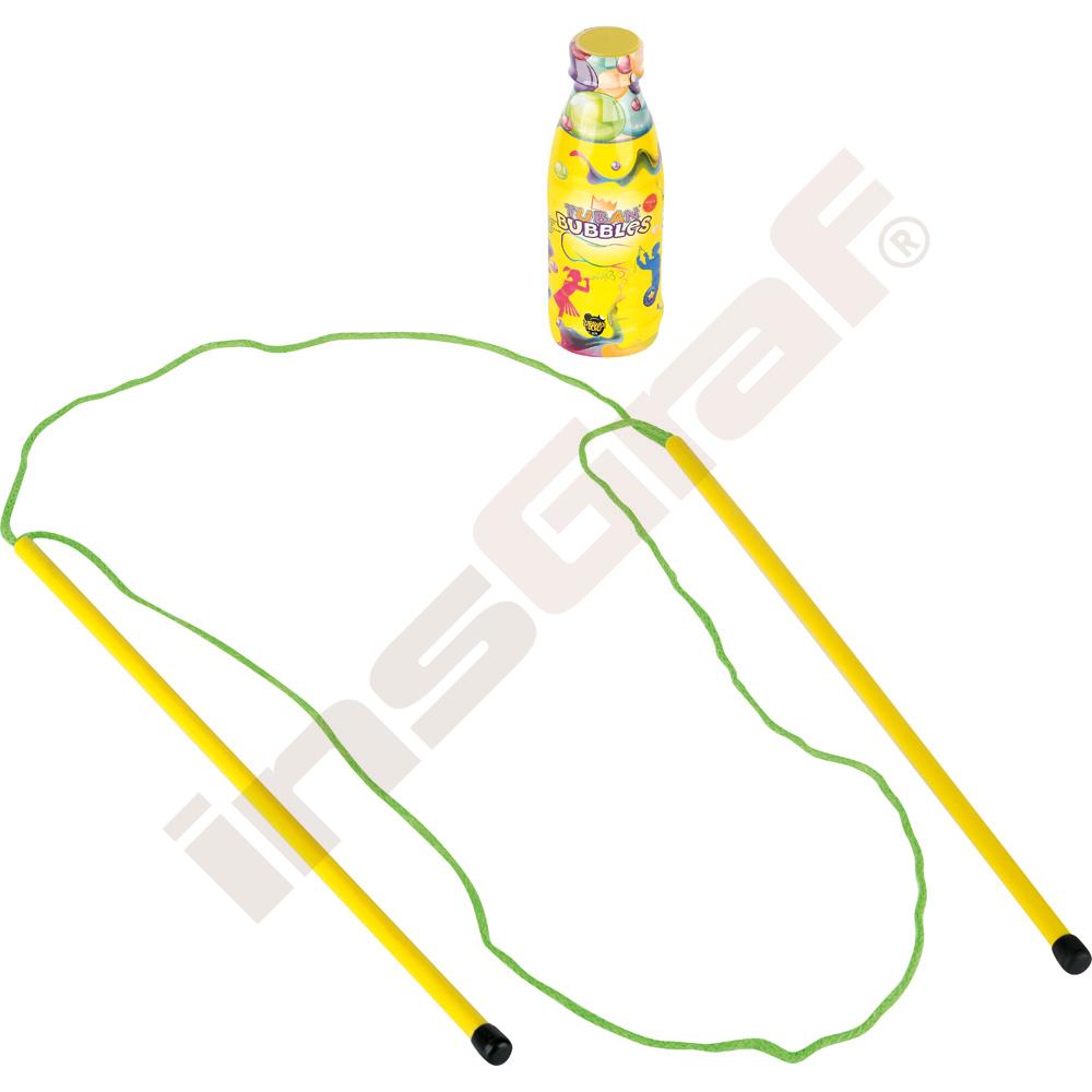 Provázek pro výrobu velkých bublin (délka rukojetí 50 cm), včetně tekutiny pro výrobu bublifuku - sada