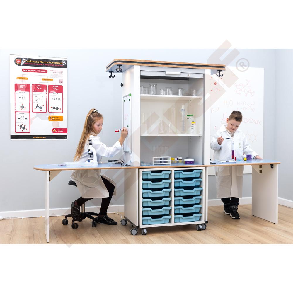 Laboratórium s modrými organizérmi