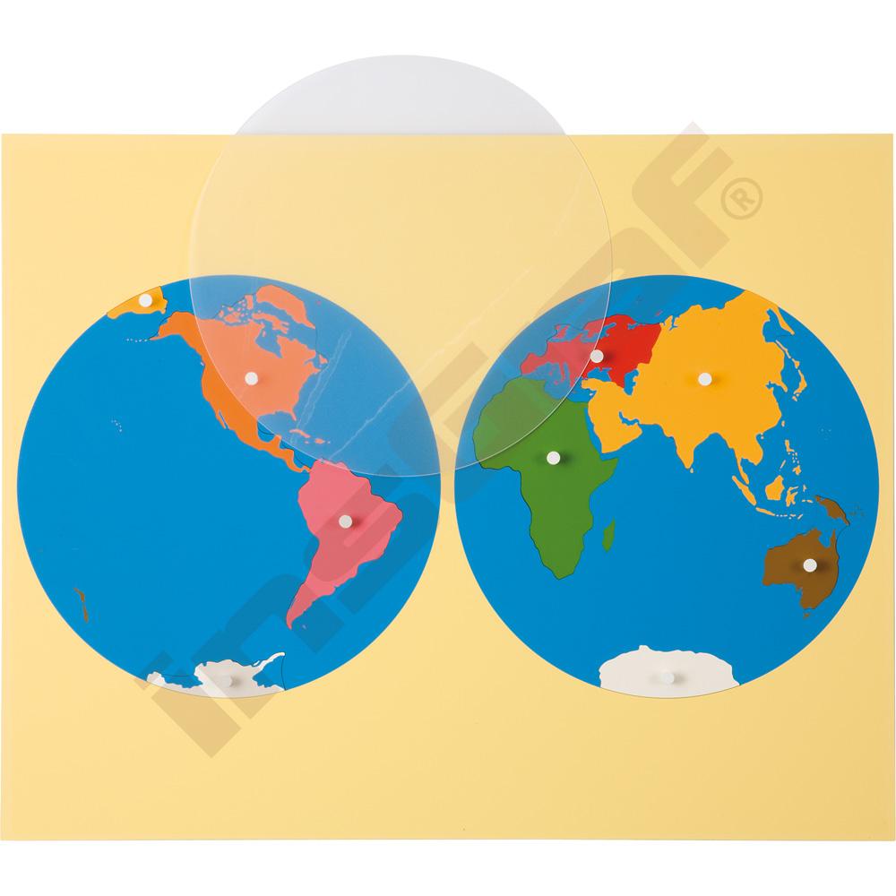 Mapa sveta - dve pologule - puzzle 