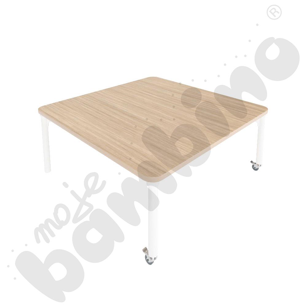 Stół Marcus 120 x 80 cm, rozm. 3, nogi drewniane białe z 2 kółkami, blat HPL klon, obrzeże ABS