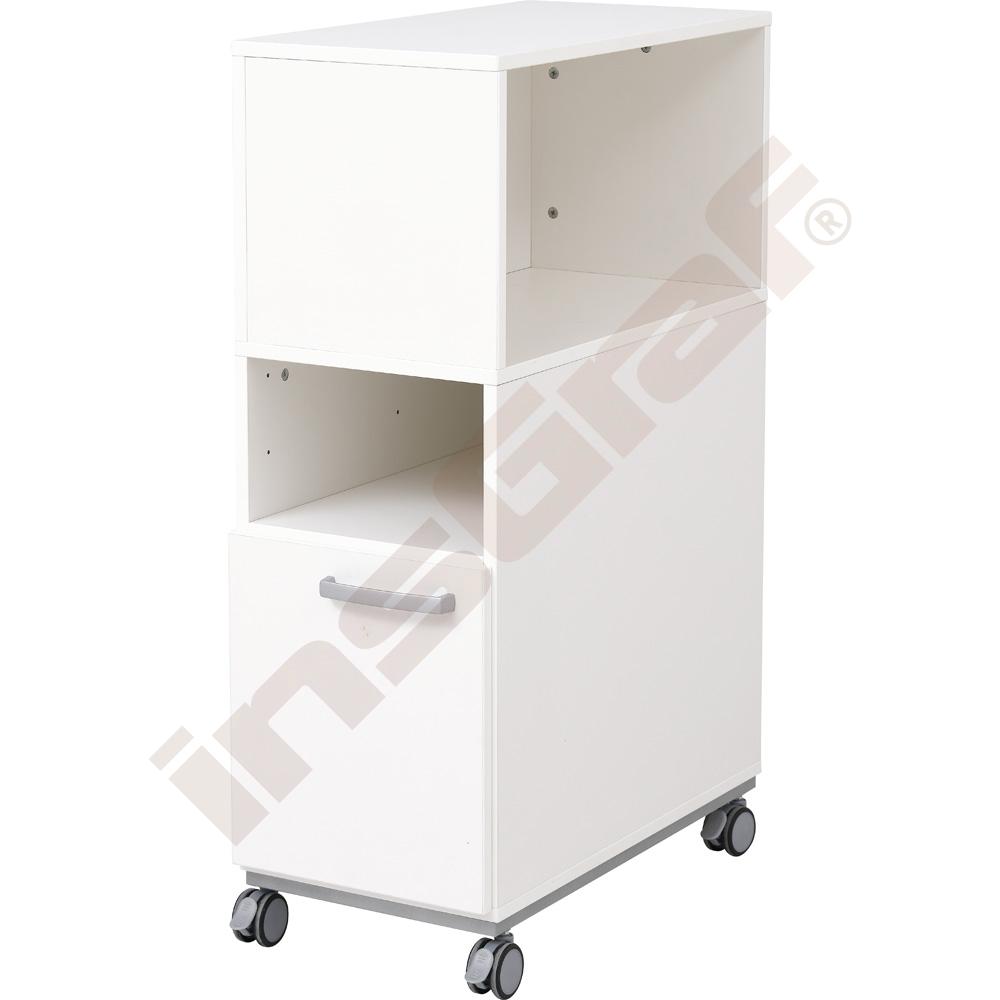 Grande Schreibtischrollschrank C, Ordnerfach seitlich, T 70, H 111 - weiß
