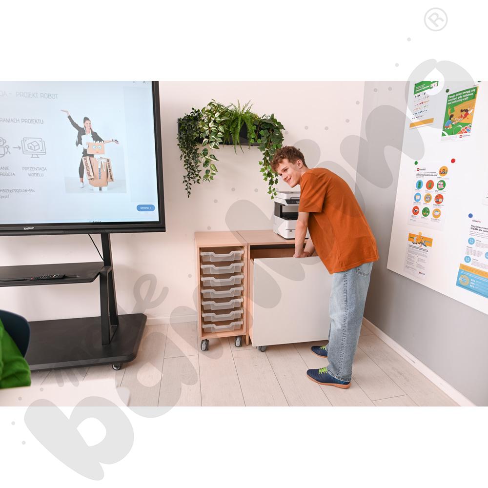 Regał Grande mobilny M na pojemniki – 1 kolumna – klon jasny