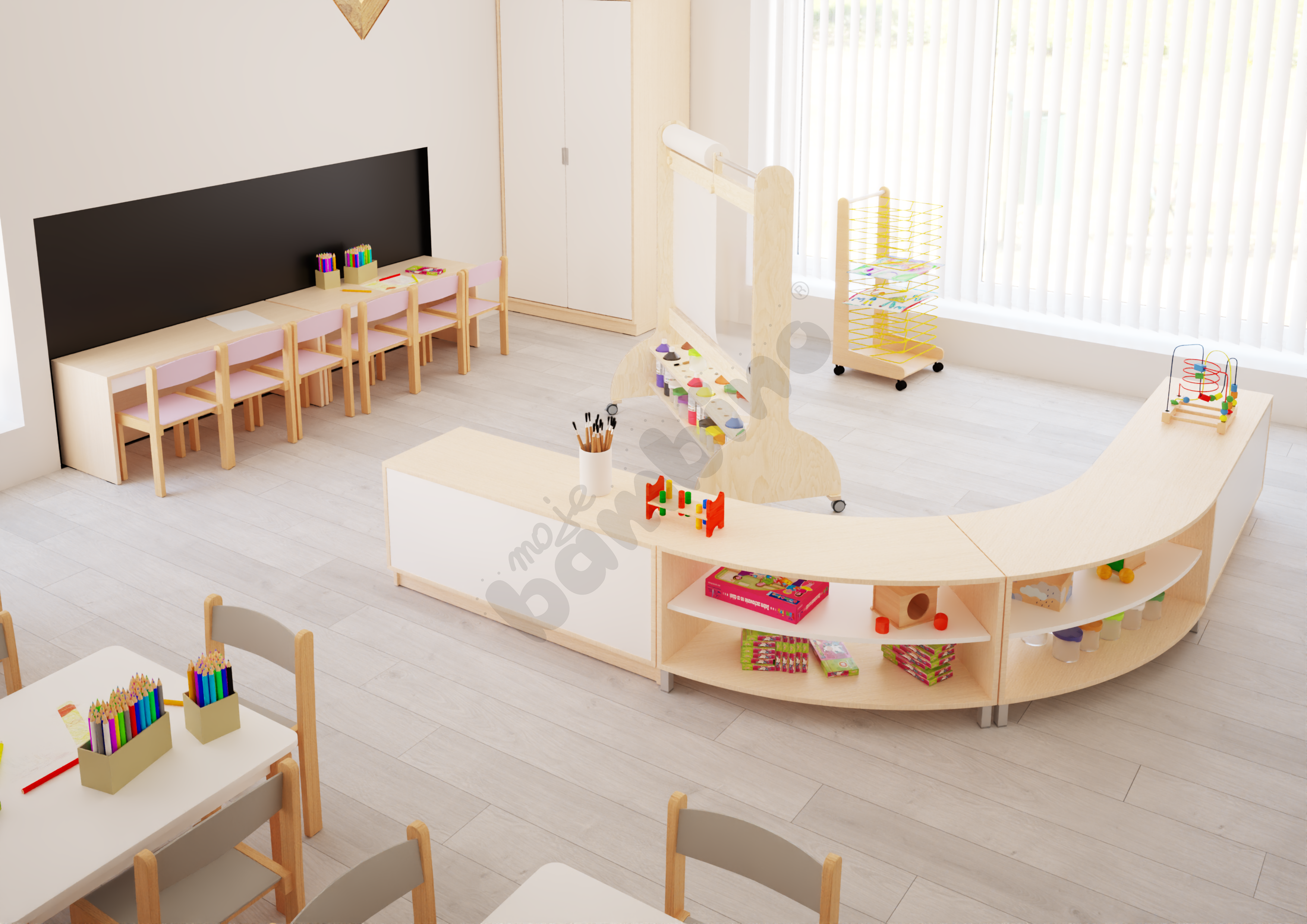 Sala przedszkolna Quadro w odcieniach różu