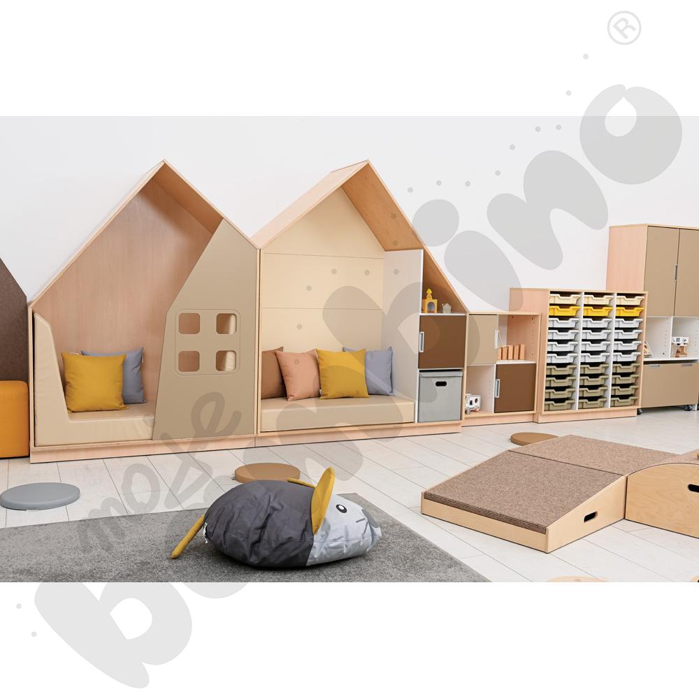 Quadro - szafka-domek z 2 półkami - kość słoniowa, skrzynia klon jasny