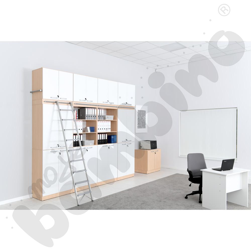 Grande - Wysoki regał z modułem do mocowania drabiny 27 - klonowo-biały