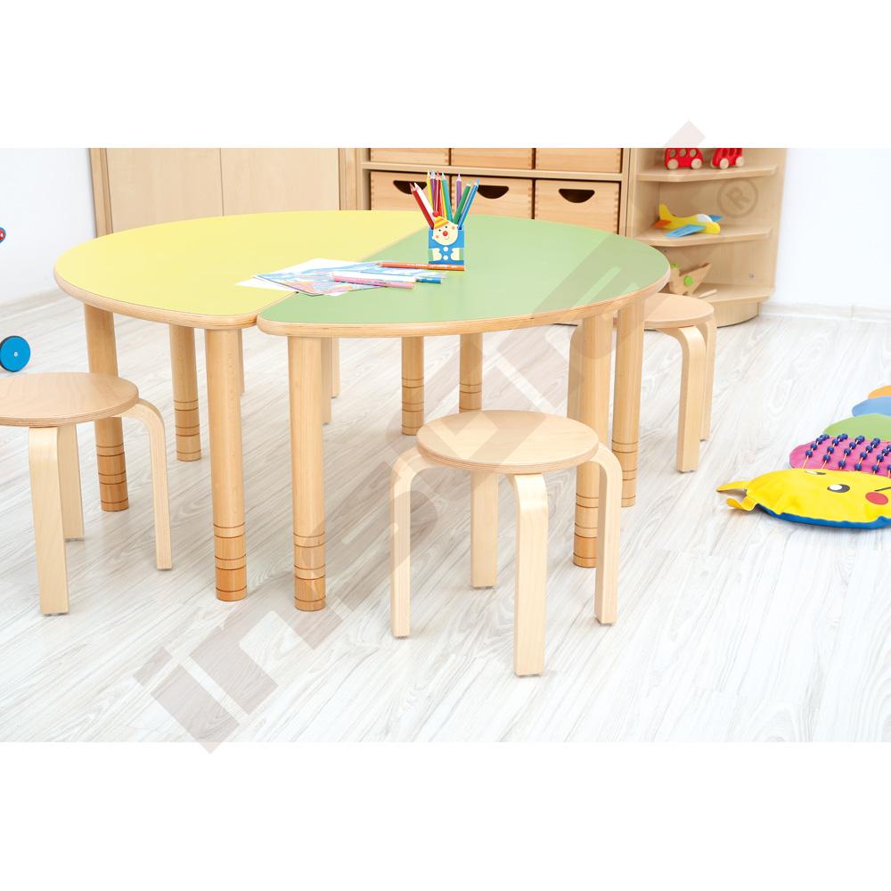 Půlkulatý stůl Flexi - žlutý - reg. výšky 40 - 58 cm - k židlím 21-35 cm 