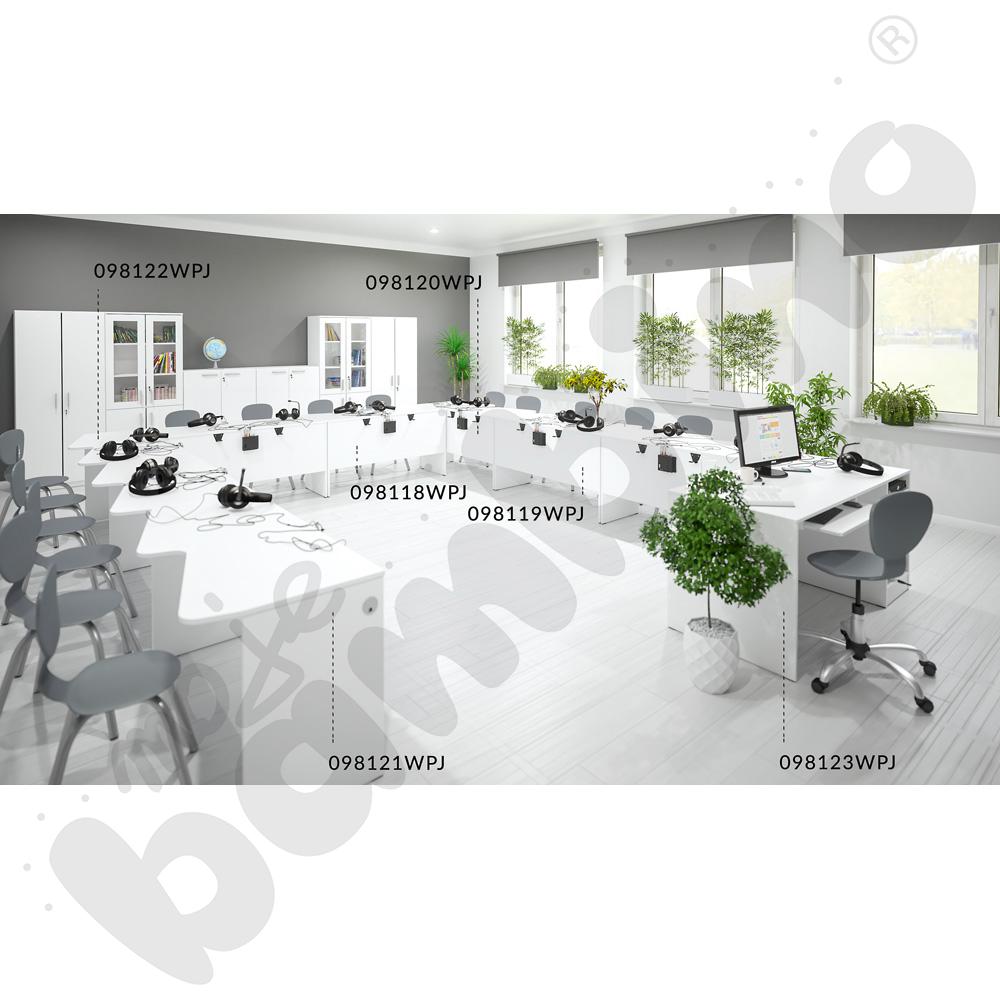 Stół Lektor prawy narożny do pracowni językowej - biały