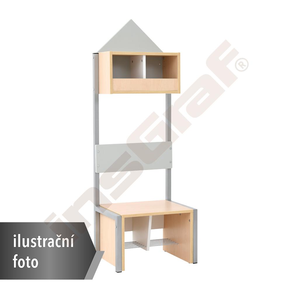 Šatna Domeček s konstrukcí, pro 2 osoby, šíře 71,40 cm, šedá, korpus bílý