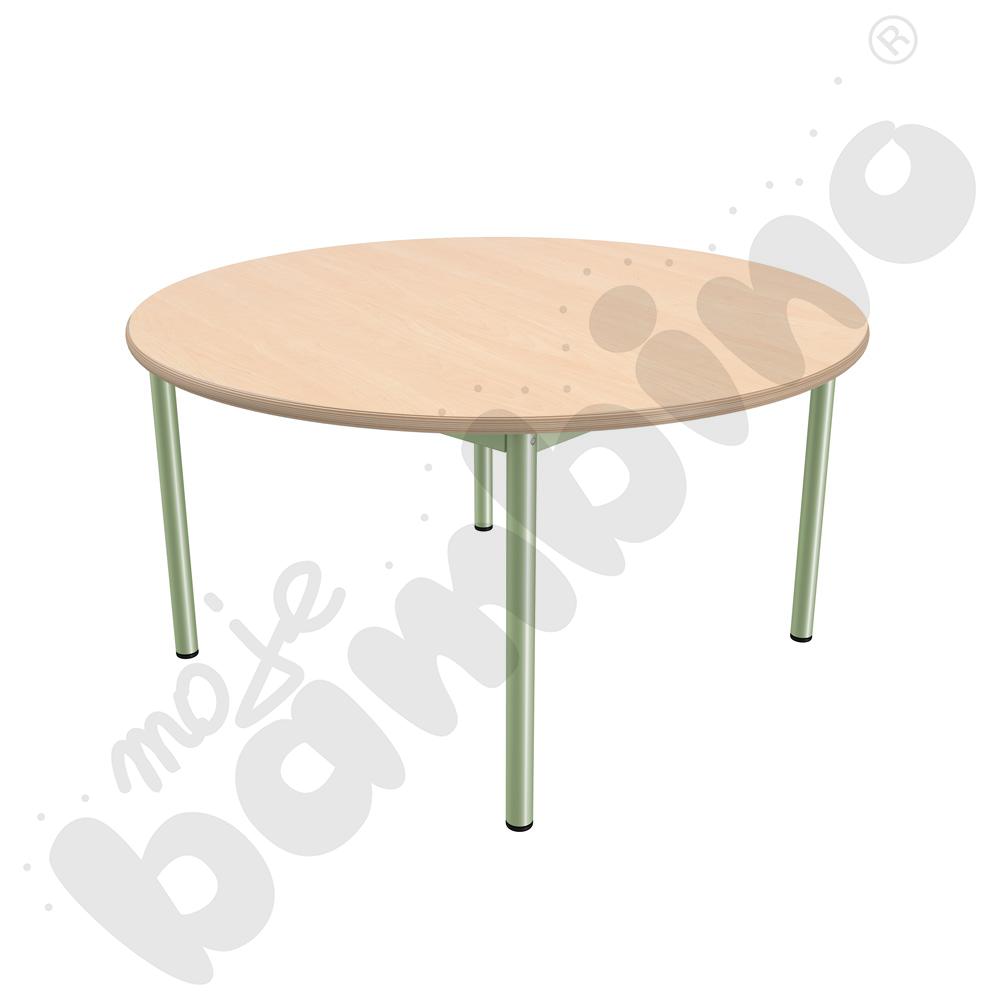 Stół Mila okrągły 120 cm, rozm. 3, blat klon, stelaż oliwkowy
