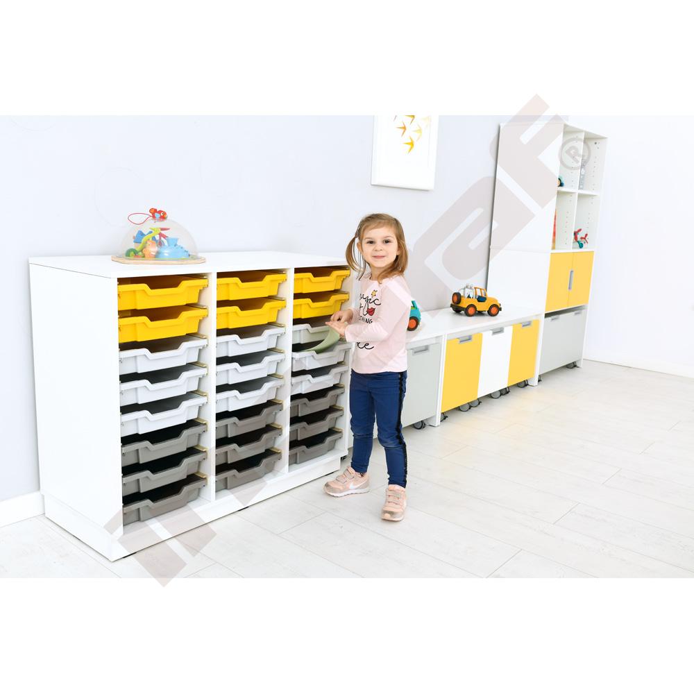 Regal M + 24 diverse Behälter, B 104 - weiß (Quadro 158W)