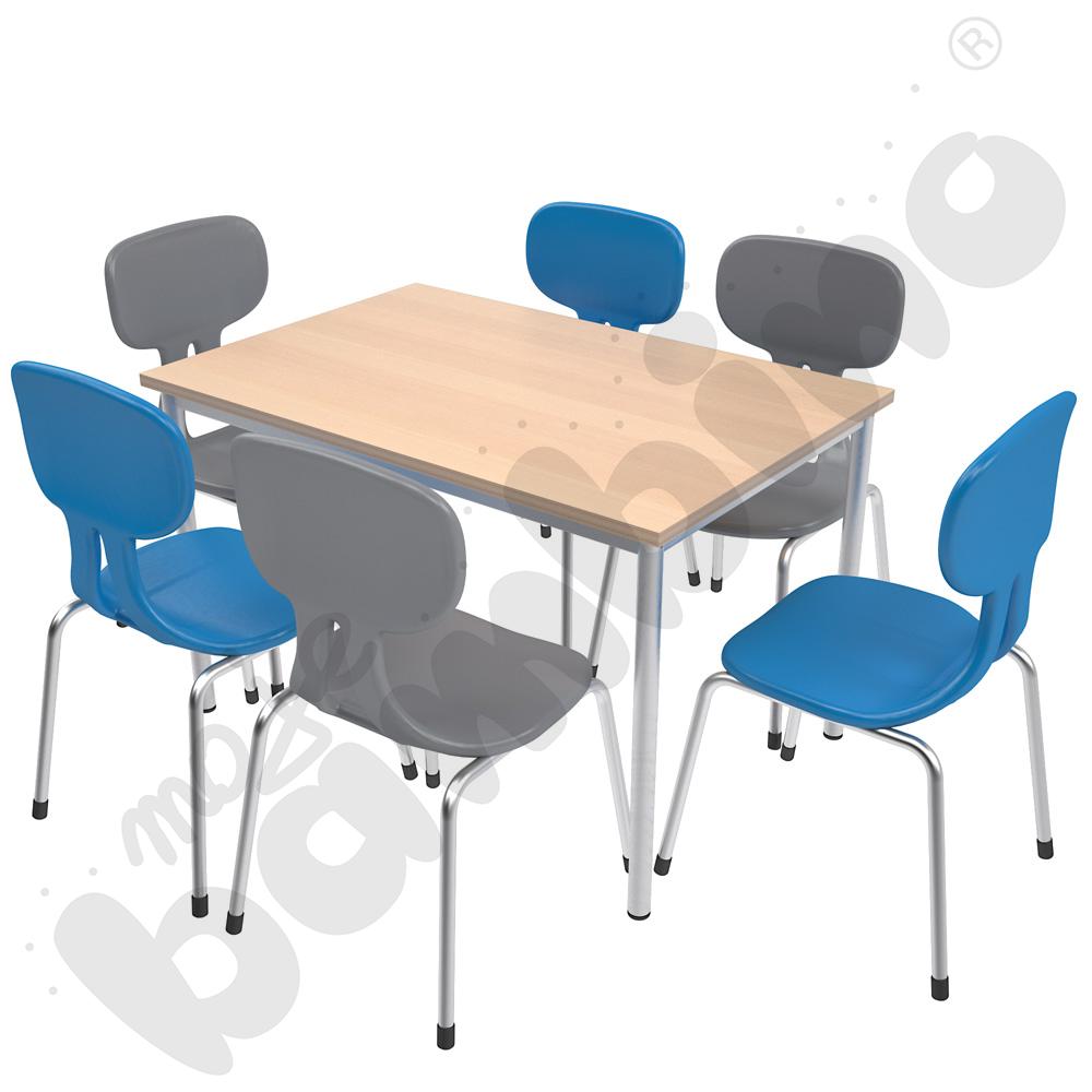 Stół Mila 120 x 80 klon z 6 krzesłami Colores mix kolorów, rozm. 6