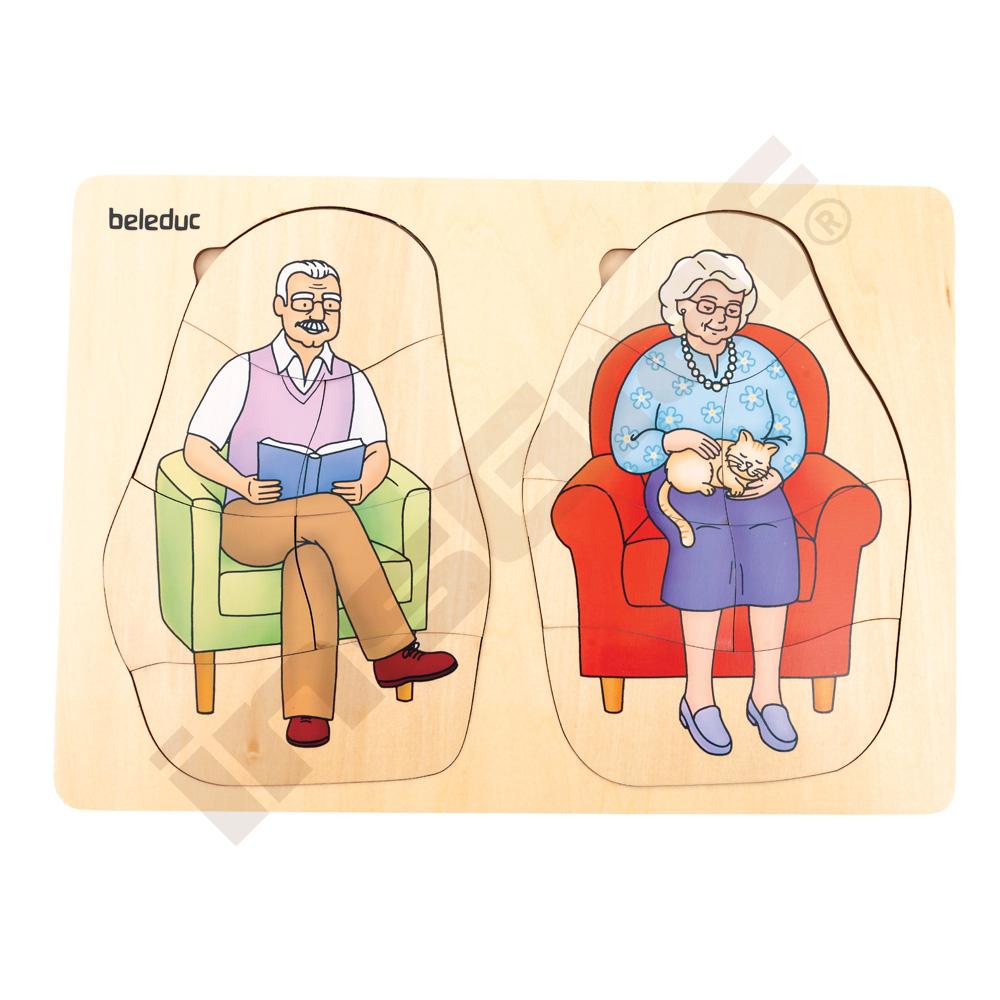 Edukačné viacvrstvové puzzle - babka a dedko