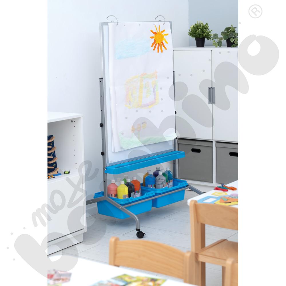 Tablica suchościeralna magnetyczna mobilna 75 x 100 cm - niebieskie pojemniki